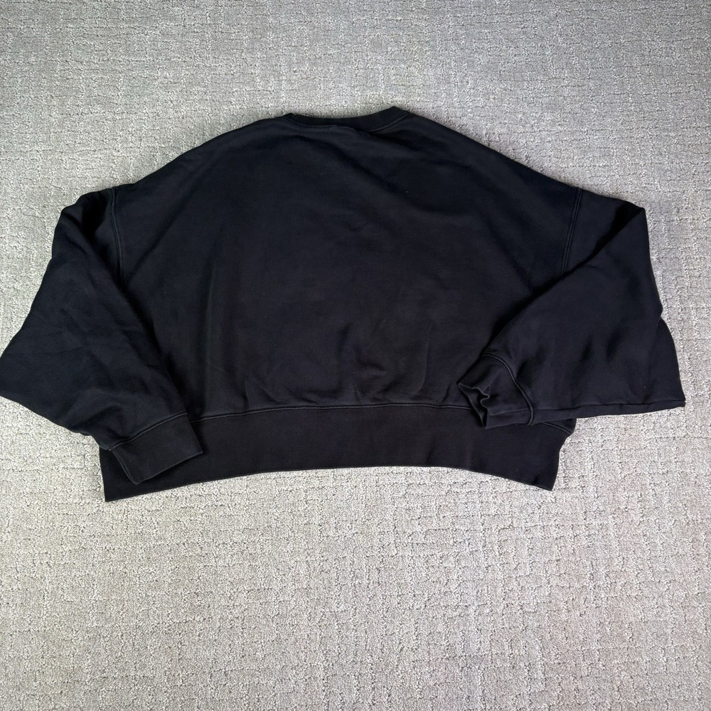 Vintage Nike Y2K Sweatshirt Black Crop Top Center Swoosh Woman's M - Picture 7 of 7